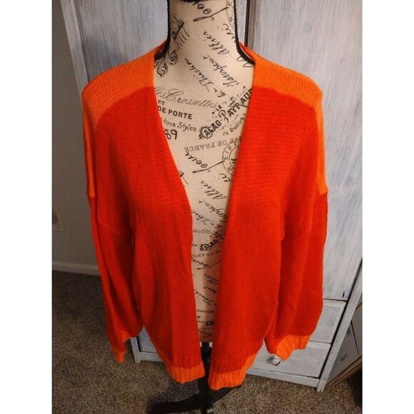 Truly madly deeply  balloon sleeve Cardigan Sweater Sm Orange Boho Cottage Core - Picture 3 of 9